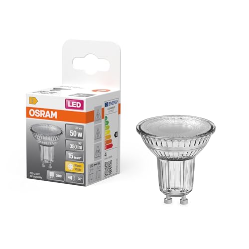 Osram LED-Spot Star PAR16 Reflektor, 2700 K warmweiß, 3,7 W, GU10, 36°, 350 lm, klar, für Spotbeleuchtung, Akzentlicht, Vitrinen, 15.000h von Osram