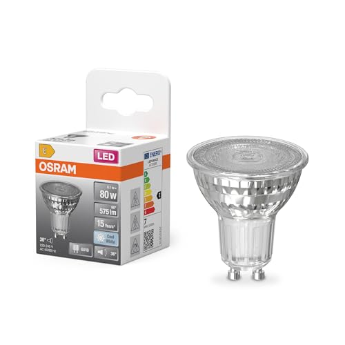 OSRAM LED-Spot Star PAR16 Reflektor, 4000 K neutralweiß, 6,1 W, GU10, 36°, 575 lm, klar, für Spotbeleuchtung, Geschäfte, Gastronomie, 15.000h, Kaltweiss von Osram