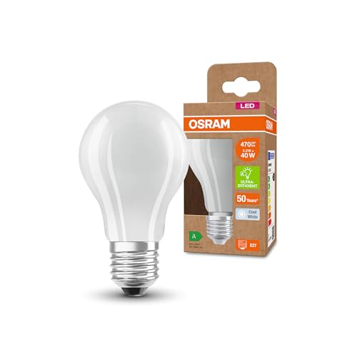 Osram LED SUPERSTAR+ CLASSIC A GL FR 40 LED-Lampe mit Sockel E27, klassische Kolbenform, weiß, 2,2W, 470lm, 4000K, kaltweißes Licht, bis zu 60% Energieeinsparung im Vergleich zu Standard LED-Lampen Osram LED SUPERSTAR+ CLASSIC A GL FR 40 LED-Lampe mit Sockel E27, klassische Kolbenform, weiß, 2,2W, 470lm, 4000K, kaltweißes Licht, bis zu 60% Energieeinsparung im Vergleich zu Standard LED-Lampen von Osram