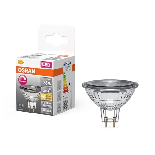 OSRAM LED-Spot Reflektor Superstar MR16 35 dimmbar, 2700 K warmweiß, 3,4 W, GU5.3, 36°, 345 lm, 25.000h, Niedervolt, für Spotbeleuchtung, Vitrinen, Warmweiss von Osram