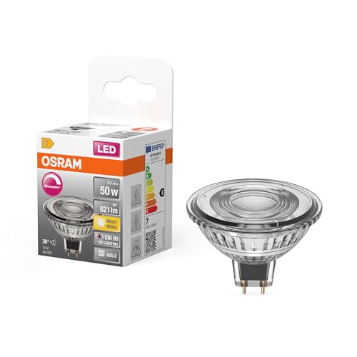 Osram LED-Spot Reflektor Superstar MR16 50 dimmbar, 2700 K warmweiß, 6,1 W, GU5.3, 36°, 621 lm, 25.000h, Niedervolt, für Spotbeleuchtung, Vitrinen von Osram