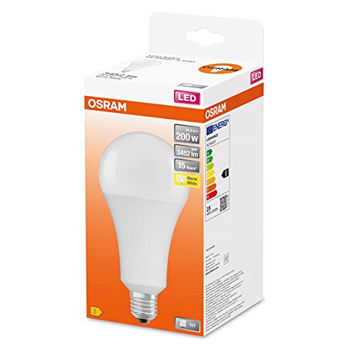 OSRAM LED Star Classic A200, matte LED-Lampe in Birnenform, E27 Sockel, Warmweiß (2700K), 3452 Lumen, Ersatz für herkömmliche 200W-Glühbirnen, 4 Stück (1er Pack) von Osram