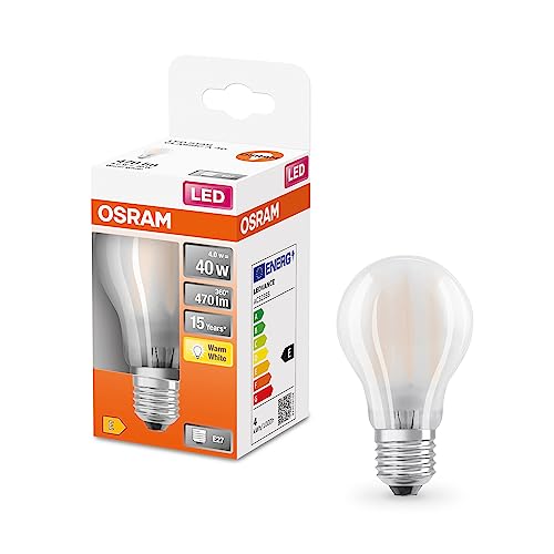 OSRAM LED Star Classic A40 LED Lampe für E27 Sockel, Birnenform, GL FR, 470 Lumen, warmweiß (2700K), Ersatz für herkömmliche 40W Glühbirnen, nicht dimmbar, 6er-Pack, White von Osram