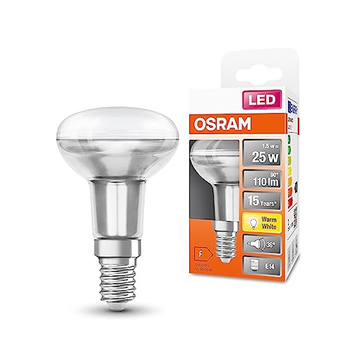 OSRAM LED Star R50 LED Lampe für E14 Sockel, Reflektor-Lampe, GL, 110 Lumen, warmweiß (2700K), Ersatz für herkömmliche 25W Glühbirnen, nicht dimmbar, 6er-Pack von Osram