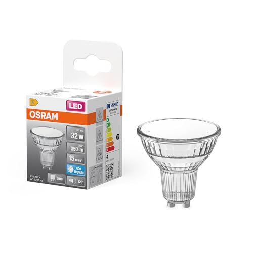 OSRAM LED Star Reflektor-Lampe PAR16 für Strahler und Spots in Tageslichtweiß (6500 K), klar, 50 mm Durchmesser, mit 3.1 W für 350 lm, GU10 Retrofit Pin-Sockel, bleifreies Glas, IP20, EEK G. von Osram