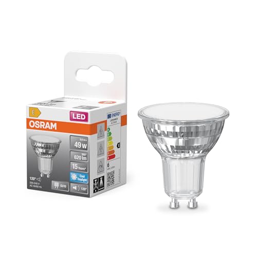 OSRAM LED Star Reflektor-Lampe PAR16 für Strahler und Spots in Tageslichtweiß (6500 K), klar, 50 mm Durchmesser, mit 5.6 W für 620 lm, GU10 Retrofit Pin-Sockel, bleifreies Glas, IP20, EEK F. von Osram