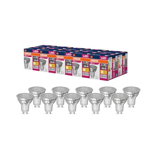 Osram LED Star Value PAR16 LED Lampe für GU10 Sockel, Reflektor-Lampe, GL, 575 Lumen, warmweiß (3000K), Ersatz für herkömmliche 80W Glühbirnen, nicht dimmbar, 10er-Pack von Osram