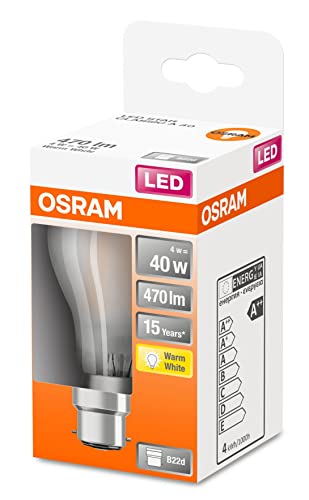 OSRAM LED Star matte Filament LED Lampe, B22d Sockel, Warmweiß (2700K), Birnenform, Ertsatz für herkömmliche 40W-Glühbirnen, 1er-Pack von Osram