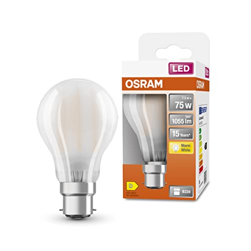 OSRAM LED Star matte Filament LED Lampe, B22d Sockel, Warmweiß (2700K), Birnenform, Ertsatz für herkömmliche 75W-Glühbirnen, 1er-Pack von Osram