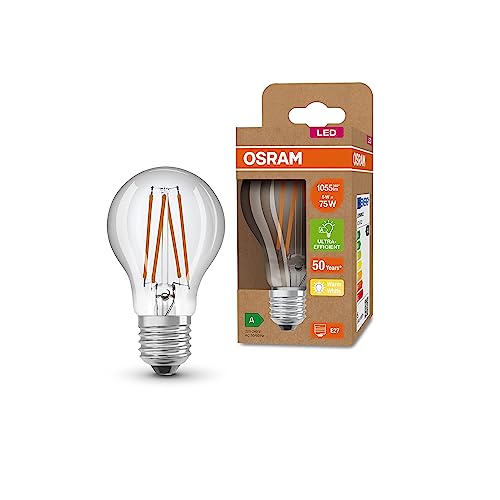 OSRAM LED Stromsparlampe, Filament Birne mit E27 Sockel, Warmweiß (3000K), 5 Watt, ersetzt herkömmliche 75W-Leuchtmittel, besonders hohe Energieeffizienz und stromsparend, 6er-Pack von Osram