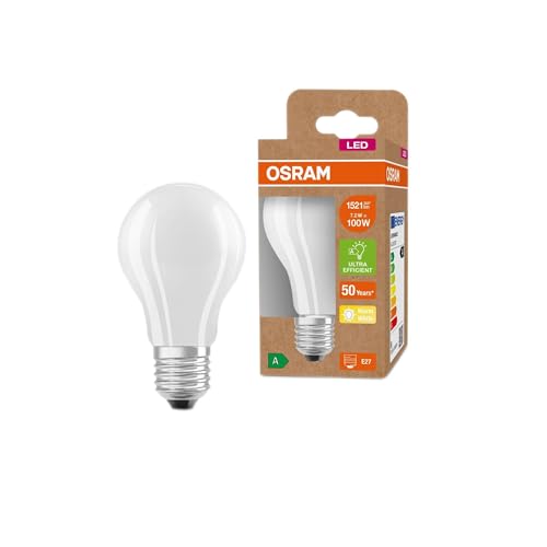 OSRAM LED Stromsparlampe, Matte Birne mit E27 Sockel, Warmweiß (3000K), 7,2 Watt, ersetzt herkömmliche 100W-Leuchtmittel, besonders hohe Energieeffizienz und stromsparend, 6er-Pack von LEDVANCE