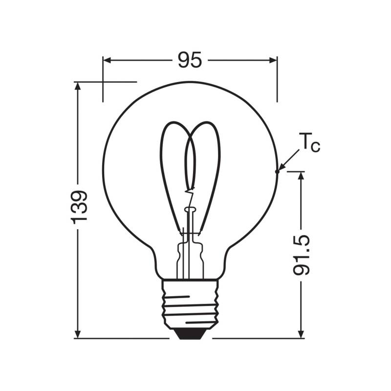 OSRAM LED Vintage G95 E27 8W 922 Heart Filament gold dim von Osram