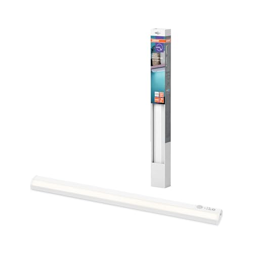 OSRAM LINEAR Mobile LED-Unterbauleuchte mit Bewegungsmelder 400mm in Weiß aus Aluminium, batteriebetrieben, USB-aufladbar, IP20-Schutz, für Regal- und Unterbaubeleuchtung von Osram