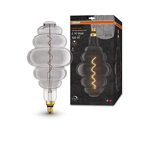 OSRAM Lamps 1906 LED-Lampe mit Smoke-Tönung, 4,8W, 100lm, Bienenstock-Form mit 200mm Durchmesser&E27-Sockel, warmweiße Lichtfarbe, dimmbares Filament, bis zu 15 Stunden Lebensdauer, 4058075761056 von Osram