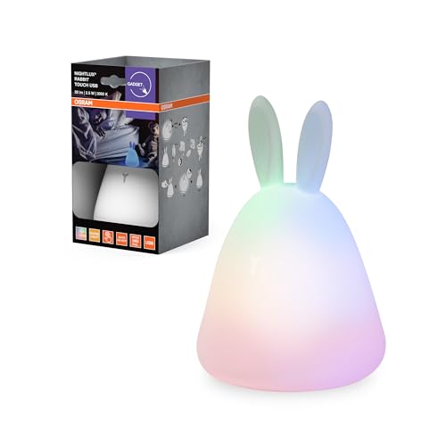 OSRAM NIGHTLUX TOUCH Hasen-Nachtlicht mit Berührungsdimmfunktion in Weiß aus Kunststoff, IP20-Schutz, perfekt für das Kinderzimmer von Osram
