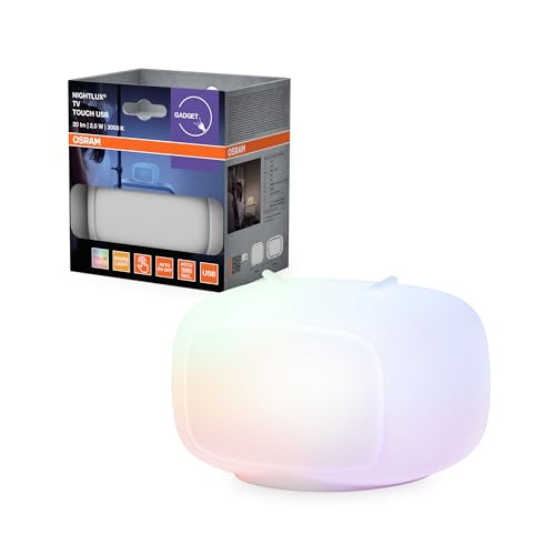OSRAM NIGHTLUX TOUCH TV-Nachtlicht mit Berührungsdimmfunktion in Weiß aus Kunststoff, IP20-Schutz, ideal für das Kinderzimmer von Osram