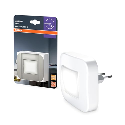 OSRAM Nachtlicht mit Kippfunktion, Tageslichtsensor, 3000K, 3lm, 0,2W, Plug-and-Play, Weiß, für Kinderzimmer und Wohnbereiche von Osram