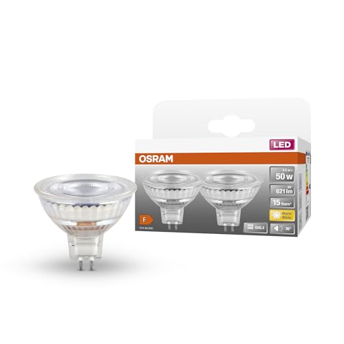 OSRAM Niedervolt-LED-Reflektorlampen MR16 mit Retrofit-Stecksockel. Produkteigenschaften: LED-Alternative zu Niedervolthalogenlampen, 2-pack, 2700k Warmweiß von Osram