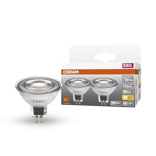 OSRAM Niedervolt-LED-Reflektorlampen MR16 mit Retrofit-Stecksockel. Produkteigenschaften: LED-Alternative zu Niedervolthalogenlampen, 2-pack, 2700k Warmweiß von Osram