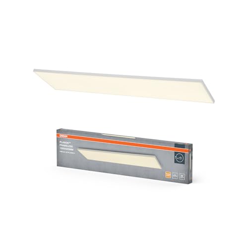 OSRAM Planon Frameless rahmenlose Panelleuchte in Weiß mit fortschrittlicher LED-Technik, 40 W, rechteckige Form (1200 x 300 mm), warmweiße Lichtfarbe bei 3000 K, Aluminium-Gehäuse von Osram