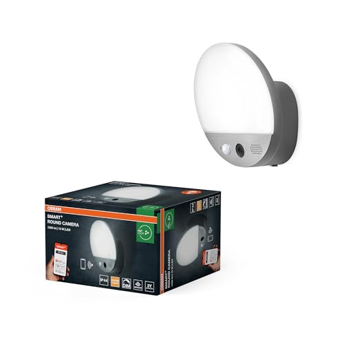 Osram SMART+ Außenleuchte mit HD-Kamera und Bewegungsmelder, WiFi-Steuerung, warmweißes Licht 3000K, IP44-Schutz für Haustür und Garage von Osram
