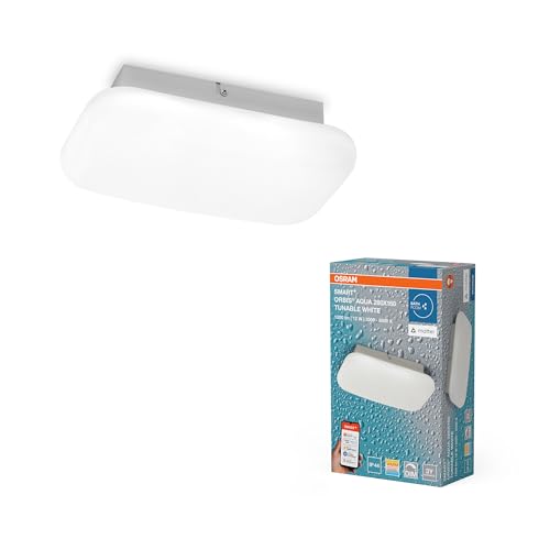OSRAM SMART+ Matter over Wifi Orbis Aqua Decken-/Wandleuchte für das Badezimmer mit WLAN-Technologie in Weiß, dimmbar, mit TW, IP44-Schutz von Osram