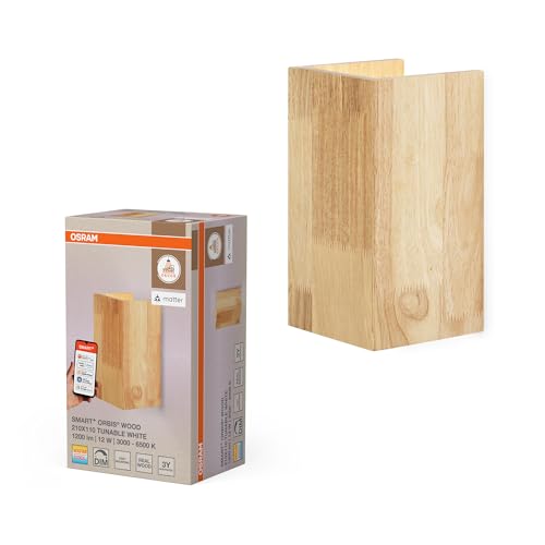 OSRAM SMART+ Matter over Wifi Orbis Wandleuchte Wood, 210x110mm, 12W, 800lm, Farbtemperatur über Tunable White einstellbar von 3000-6500K, IP20, Holz, LED nicht austauschbar OSRAM SMART+ Matter over Wifi Orbis Wandleuchte Wood, 210x110mm, 12W, 800lm, Farbtemperatur über Tunable White einstellbar von 3000-6500K, IP20, Holz, LED nicht austauschbar von Osram