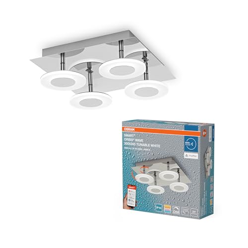 OSRAM SMART+ Matter over Wifi Orbis Wave dekorative Decken-/Wandleuchte für das Bad mit WLAN-Technologie, Anbauleuchte in Silber aus Kunststoff, IP44-Schutz OSRAM SMART+ Matter over Wifi Orbis Wave dekorative Decken-/Wandleuchte für das Bad mit WLAN-Technologie, Anbauleuchte in Silber aus Kunststoff, IP44-Schutz von Osram