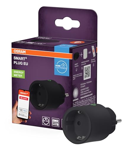 OSRAM SMART+ ZIGBEE EU-Steckdose in Schwarz, intelligente Steckdose mit Energieverbrauchskontrolle und ZigBee-Technologie zur Einbindung von elektrischen Geräten ins Smart-Home-System von Osram
