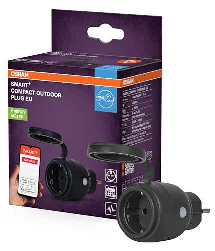 OSRAM SMART+ ZIGBEE Outdoor-EU-Steckdose, Außensteckdose mit Energieverbrauchskontrolle in Schwarz aus PP, IP44-Schutz, Integration von Geräten ins Smart Home OSRAM SMART+ ZIGBEE Outdoor-EU-Steckdose, Außensteckdose mit Energieverbrauchskontrolle in Schwarz aus PP, IP44-Schutz, Integration von Geräten ins Smart Home von Osram
