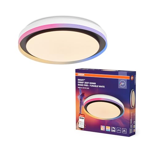 OSRAM SMART + WIFI LED Deckenleuchte, weiß/schwarz, 32W, 3400lm, Weißlichtfunktion, dimmbar, dynamischer Magic-RGB Lichteffekt, lange Lebensdauer, einfache Montage, App-steuerbar, 2700-6500K OSRAM SMART + WIFI LED Deckenleuchte, weiß/schwarz, 32W, 3400lm, Weißlichtfunktion, dimmbar, dynamischer Magic-RGB Lichteffekt, lange Lebensdauer, einfache Montage, App-steuerbar, 2700-6500K von Osram