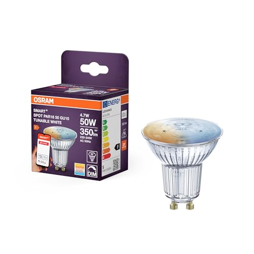 OSRAM SMART Zigbee Reflektorlampe PAR16 Transparent aus bleifreiem Glas 4.7W TW dimmbar GU10, IP20-Schutz, für privat und gewerblich OSRAM SMART Zigbee Reflektorlampe PAR16 Transparent aus bleifreiem Glas 4.7W TW dimmbar GU10, IP20-Schutz, für privat und gewerblich von Osram