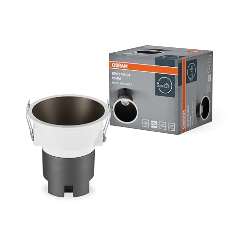 OSRAM SPOT TWIST Einbau-Downlight, schwarz, 10W, 800lm, 840 WT, 93mm Durchmesser, kaltweiße Lichtfarbe, bis zu 90% Energieersparnis im Vergleich zu Halogen-Downlights, einfache Montage, 4000K OSRAM SPOT TWIST Einbau-Downlight, schwarz, 10W, 800lm, 840 WT, 93mm Durchmesser, kaltweiße Lichtfarbe, bis zu 90% Energieersparnis im Vergleich zu Halogen-Downlights, einfache Montage, 4000K von Osram