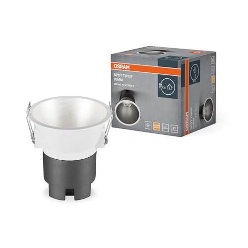 OSRAM SPOT TWIST Einbau-Downlight, silber, 10W, 800lm, 830 WT, 93mm Durchmesser, warmweiße Lichtfarbe, bis zu 90% Energieersparnis im Vergleich zu Halogen-Downlights, einfache Montage, 3000K OSRAM SPOT TWIST Einbau-Downlight, silber, 10W, 800lm, 830 WT, 93mm Durchmesser, warmweiße Lichtfarbe, bis zu 90% Energieersparnis im Vergleich zu Halogen-Downlights, einfache Montage, 3000K von Osram