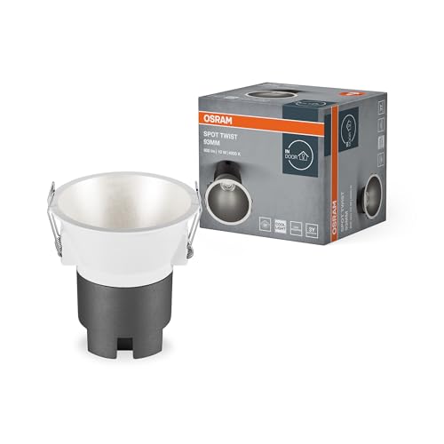 OSRAM SPOT TWIST Einbau-Downlight, silber, 10W, 800lm, 840 WT, 93mm Durchmesser, kaltweiße Lichtfarbe, bis zu 90% Energieersparnis im Vergleich zu Halogen-Downlights, einfache Montage, 4000K OSRAM SPOT TWIST Einbau-Downlight, silber, 10W, 800lm, 840 WT, 93mm Durchmesser, kaltweiße Lichtfarbe, bis zu 90% Energieersparnis im Vergleich zu Halogen-Downlights, einfache Montage, 4000K von Osram