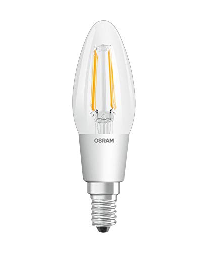 OSRAM STAR+ Dimmbare Filament LED Lampe mit E14 Sockel, Warmweiss (2200K bis 2700K) mit GlowDIM-Effekt, 4.50W, Kerzenform, Ersatz für 40W-Glühbirne, klar, LED SUPERSTAR CLASSIC B GLOWdim von OSRAM Lamps
