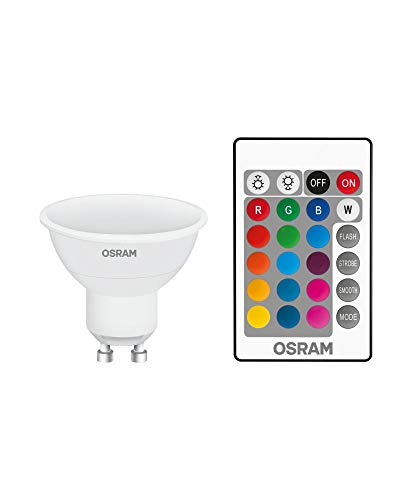 OSRAM STAR+ RGBW PAR16 LED Reflektorlampe mit GU10 Sockel, RGB-Farben per Fernbedienung änderbar, 4.5W, Ersatz für 25W-Reflektorlampe, matt, LED Retrofit RGBW lamps with remote control von Osram