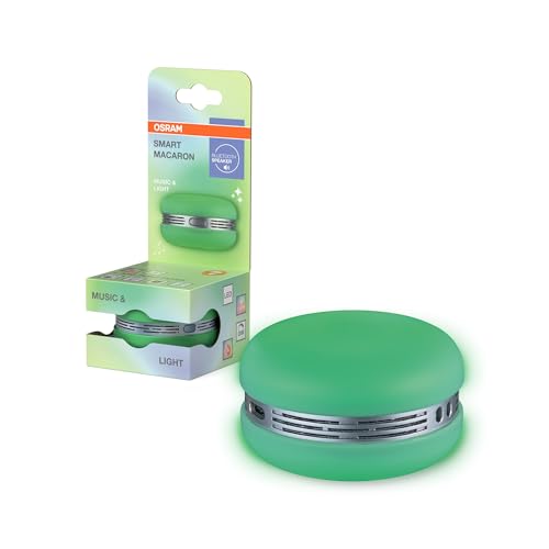 OSRAM Smart Macaron, Bluetooth-Lautsprecher mit Dreh-Farblicht, Musik-Sync & App-Timer – 3 Modi, Stereo-Pairing, Grün von Osram