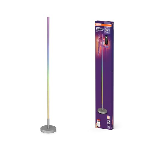 OSRAM Smarte LED-Eck-Stehleuchte, 7.5W, mit Magic RGB für diverse Farben und Lichteffekte, silber, mit Fernbedienung, IP20, LED nicht austauschbar, dimmbar von Osram