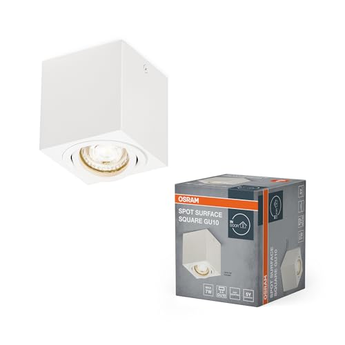 OSRAM Spot Surface Square Deckenaufbauspot, weiß, mit GU10 Sockel, kann mit einfacher oder smarter Lampe bestückt werden, flexibler Ausstrahlwinkel, Schutzklasse IP20, hochwertiges Gehäuse OSRAM Spot Surface Square Deckenaufbauspot, weiß, mit GU10 Sockel, kann mit einfacher oder smarter Lampe bestückt werden, flexibler Ausstrahlwinkel, Schutzklasse IP20, hochwertiges Gehäuse von Osram