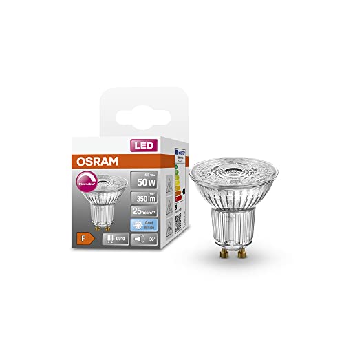 OSRAM Superstar Reflektorlampe für GU10-Sockel, klares Glas ,Warmweiß (2700K), 350 Lumen, Ersatz für herkömmliche 50W-Leuchtmittel, dimmbar, 6-er Pack von Osram