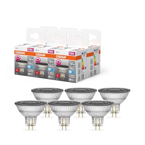 OSRAM Superstar Reflektorlampe für GU5.3-Sockel, klares Glas ,Kaltweiß (4000K), 345 Lumen, Ersatz für herkömmliche 35W-Leuchtmittel, dimmbar, 6-er Pack von Osram