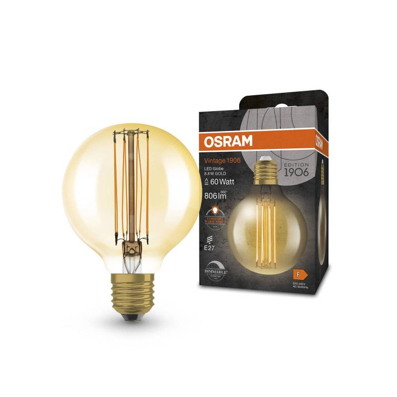 OSRAM Vintage 1906 E27 8,8W LED G80 822 dim gold von Osram