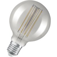 Vintage 1906 LED-Lampe mit Smoke-Tönung, 11W, 500lm, Kugel-Form mit 95mm Durchmesser & E27-Sockel, warmweiße Lichtfarbe, gerades Filament, dimmbar, von Osram