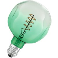 Vintage 1906 LED-Lampe mit grüner Tönung, 4,5W, 180lm, Kugel-Form mit 124mm Durchmesser & E27-Sockel, warmweiße Lichtfarbe, spiralförmiges Filament, von Osram