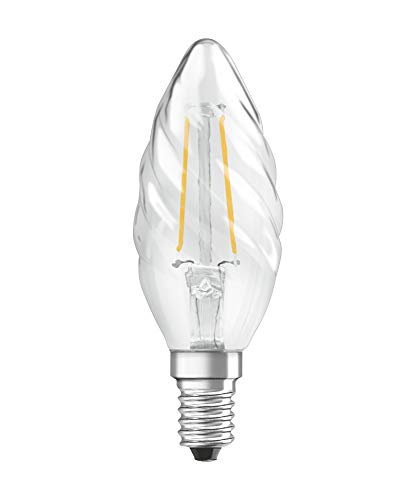 Osram Filament LED Lampe mit E14 Sockel, Warmweiss (2700 K), Kerzenform gedrillt, 2,5 W, Ersatz für 25W-Glühbirne von Osram
