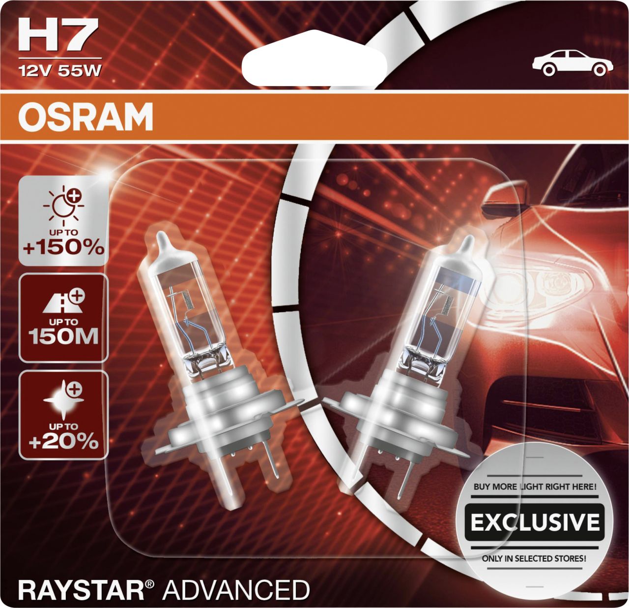 Osram Halogenlampe H7 Raystar Advanced  +150% 12V 60/55W von Osram