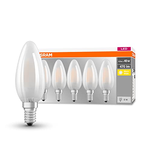 Osram LED Base Classic B Lampe, Sockel: E14, Warm White, 2700 K, 4 W, Ersatz für 40-W-Glühbirne, matt von Osram