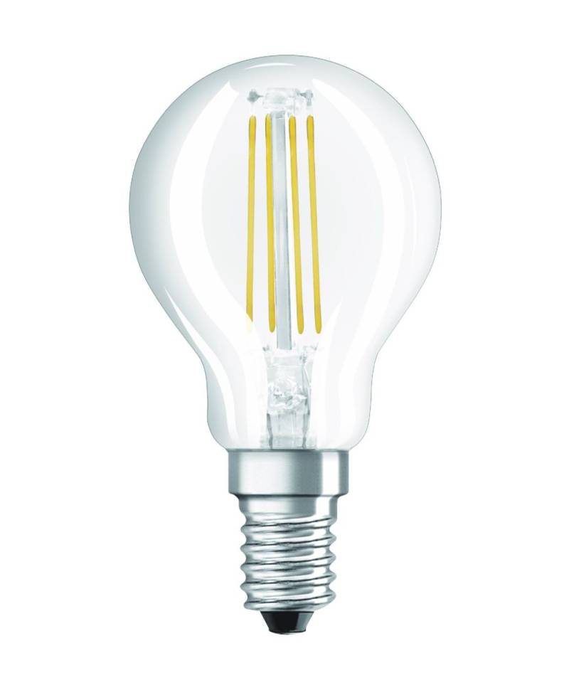 Osram LED Leuchtmittel 5er Pack Tropfenform P40, E14, 4W, warmweiß, klar von Osram