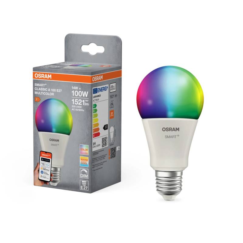 Osram LED-Leuchtmittel E27 Glühlampenform A100 RGBW 14 W 1.521 lm 13,7 x 7 cm Osram LED-Leuchtmittel E27 Glühlampenform A100 RGBW 14 W 1.521 lm 13,7 x 7 cm von Osram